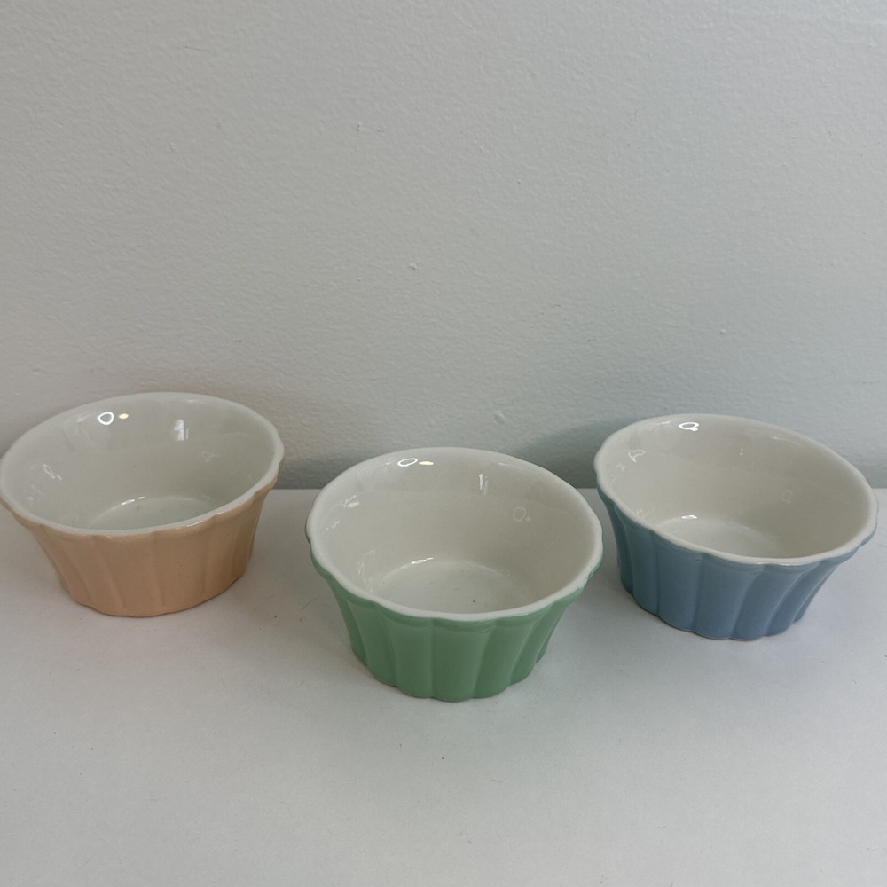 Vintage HALL Kitchenware 3 Custard Cups USA